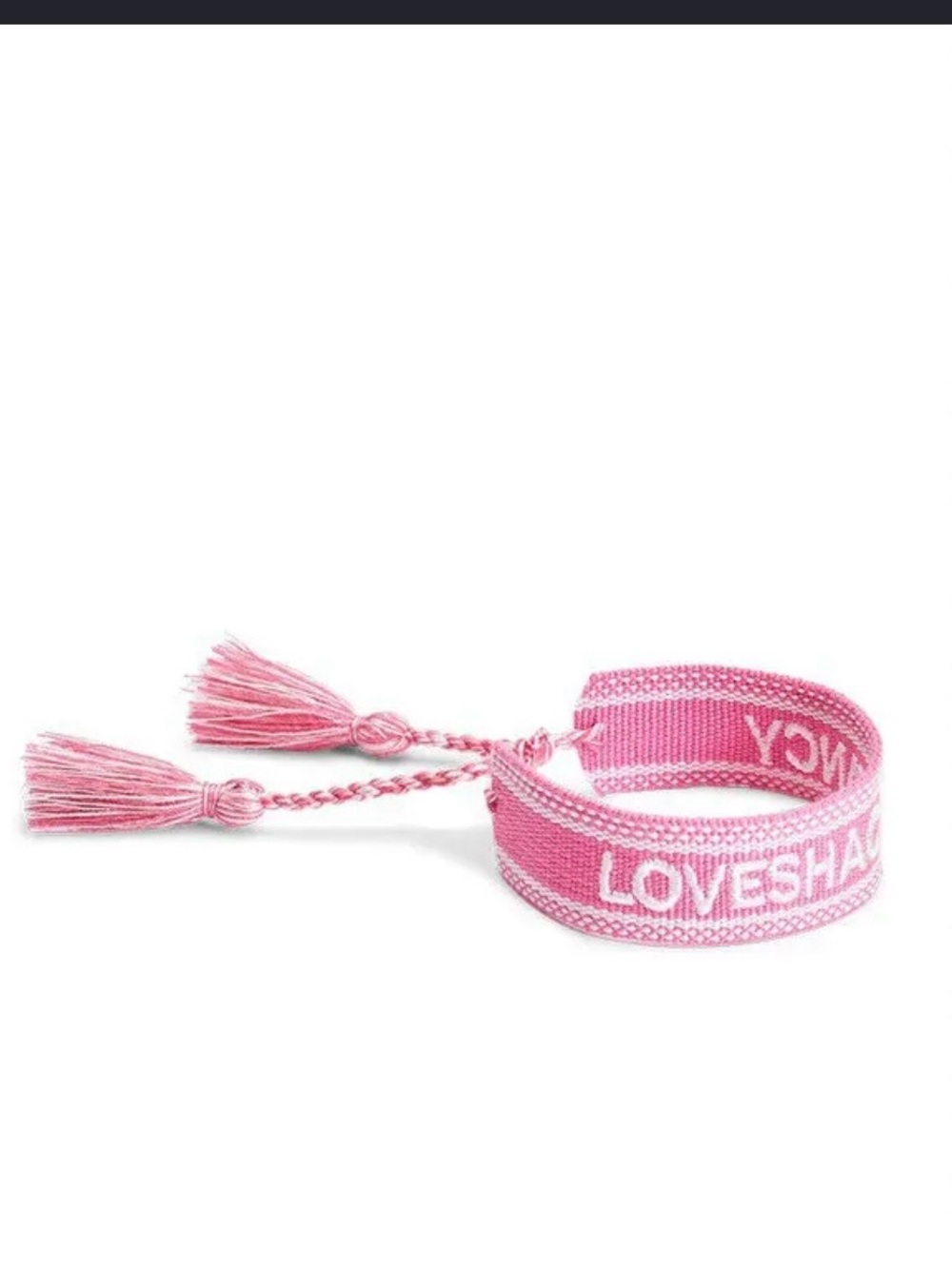 LoveShackFancy Pink Woven Logo Bracelet